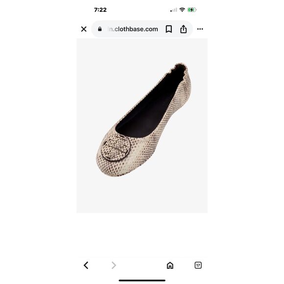 Tory Burch MINNIE TRAVEL BALLET STAMPED SNAKE LEATHER NWB Size 5 - Picture 1 of 12
